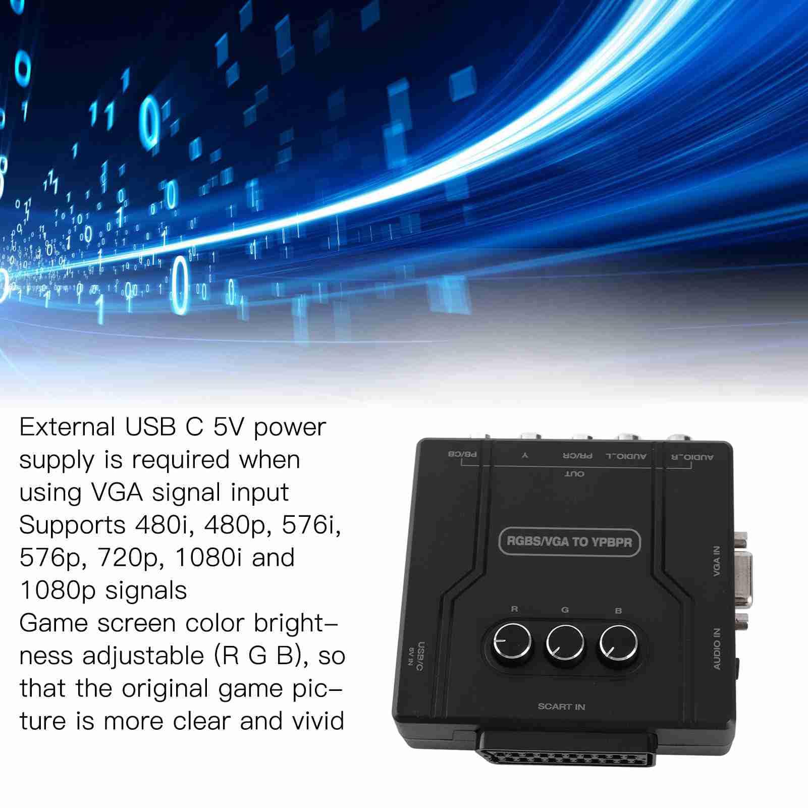 Konwerter RGBS VGA SCART na YPBPR, Adapter Komponentowego Wideo