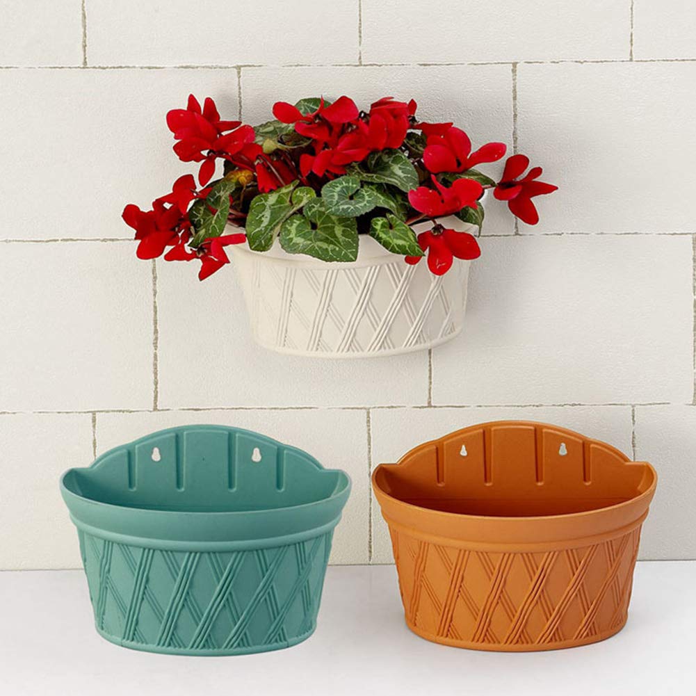 Fioriera sospesa, semicircolare in plastica, per interni ed esterni, giardino, balcone, ringhiera, recinzione, vasi da appendere