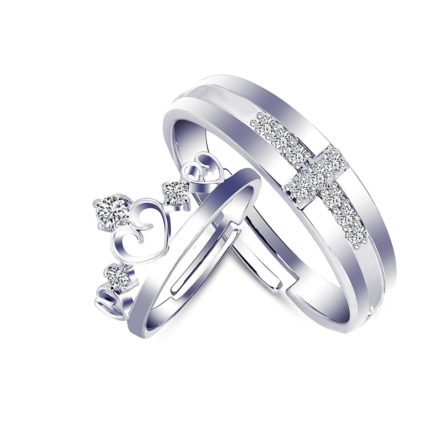 THE INDIA STYLE Couple Crown Silver Ring For Girlfriend, Wife, Lovers Romantic Gift For Adjustable Couple Rings For Lovers Engagement Promise Jewellery For Men & Women (Couple Crown Ring Set_29) (B09QP6NRD6) Amazon Price History, Amazon Price Tracker