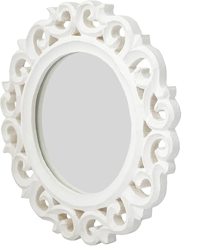 Miniatura 9 de ID-Mi-C-C-GR - Espejo de pared antiguo pintado a mano con diseño de círculo, de madera, rústico, vintage, tallado, hecho a mano, de 9 x 5 pulgadas,