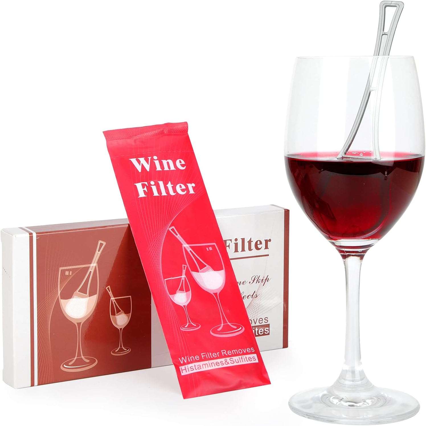 Wine Filter Wand Purifier (8 Pack) Wine Sulfite Histamines & Tannin