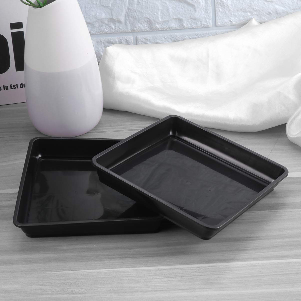 DOITOOL 10pcs Square Plant Saucer Trays Plastic Plant Pot Saucer Flower Pot Trays for Indoor Outdoor Home Garden (18 * 18 * 13cm, Black) - Image 4