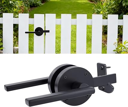 Double Sided Self-Locking Gate Latch-Heavy Duty Adjustable Stainless Steel Black, 2-in-1Door Handle&Two-Way Lock,WoodenFences,Pools,Gardens,Backyards,BarnsApplicable to the Right Side Door 1pack