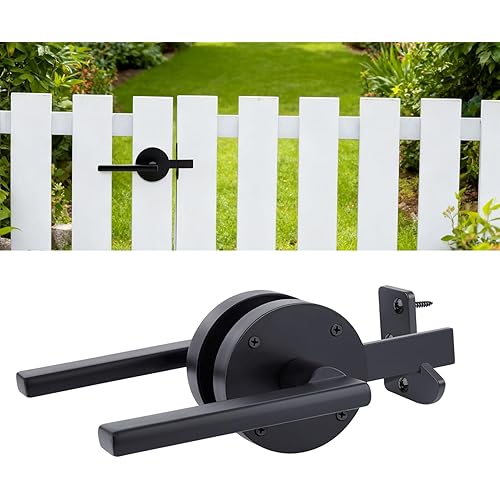 Double Sided Self-Locking Gate Latch-Heavy Duty Adjustable Stainless Steel Black, 2-in-1Door Handle&Two-Way Lock,WoodenFences,Pools,Gardens,Backyards,Barns(Applicable to The Right Side Door 1pack)