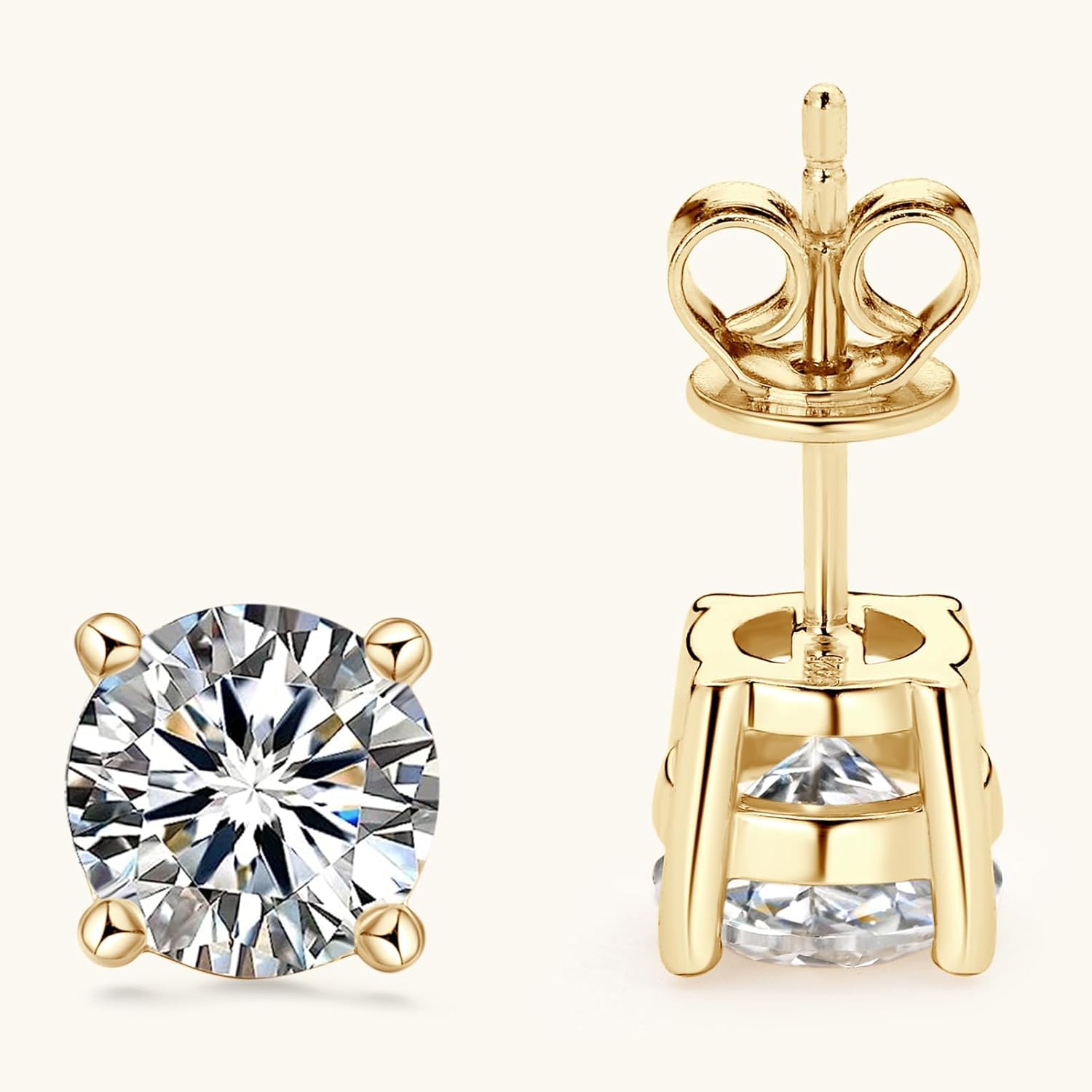 Moissanite Stud Earrings, 0.6ct-4ct D Color Round Cut Moissanite, 925 Sterling Silver 4 Prong Stud Earrings for Women or Men - Image 8