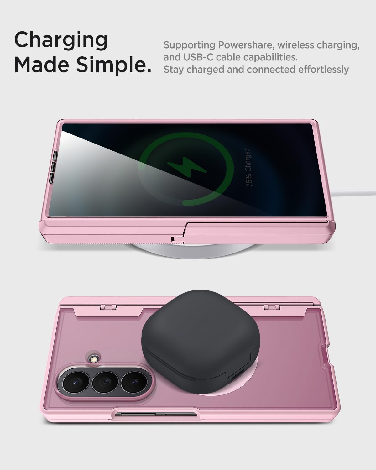 Miimall Magnet Case for Samsung Galaxy Z Fold 7, Built in Kickstand [Privacy Screen Protector] [Magnetic Hinge Protection] Military Grade&Wireless Charging Cover for Galaxy Z Fold 7 2025, Pink