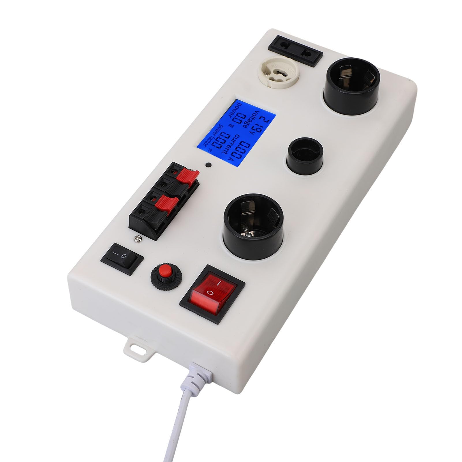 Zerodis Tester di Potenza per Lampadine a LED, Potenza di Tensione Corrente Multifunzionale PF E27 E14 GU10 Tester per Presa Lampadina a 2 Poli, con Doppio Interruttore di (Spina UE 85-265 V)