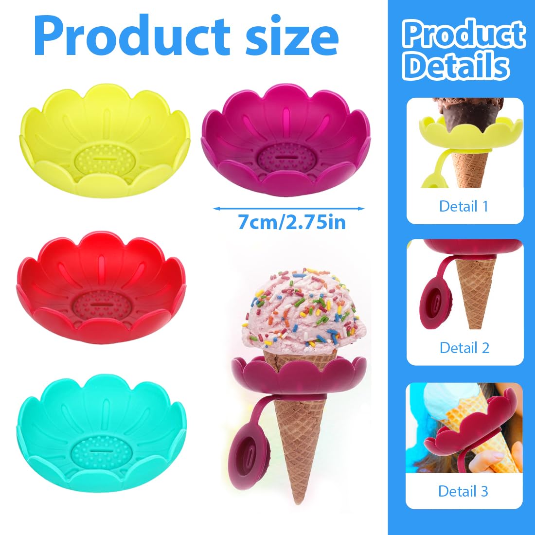 4PCS Molde helado, soporte de silicona para paletas, soporte para helado para niños, soporte para helado a prueba de fugas