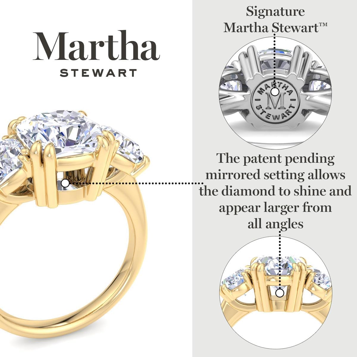 Martha Stewart 5 1/2 Carat Round Lab Grown Diamond Three Stone Plus Engagement Ring In Sterling Silver