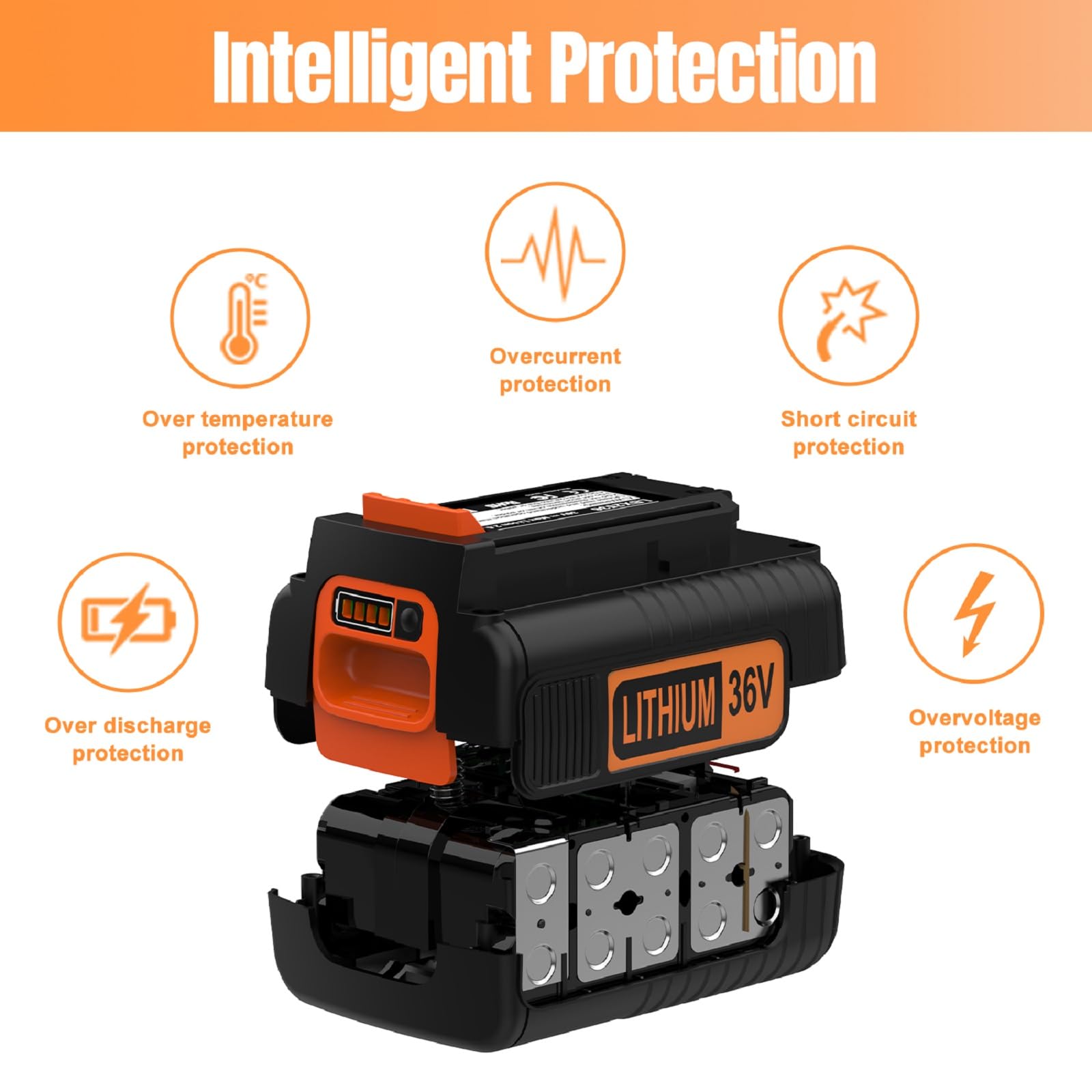 ENERGUP 36V 2500mAh Batteria di Ricambio per Black Decker Batteria 36V BL20362 LBX2040 BL2536 LBXR36 LBXR2036 LBX36 LBX1540 LBX2540 LST540