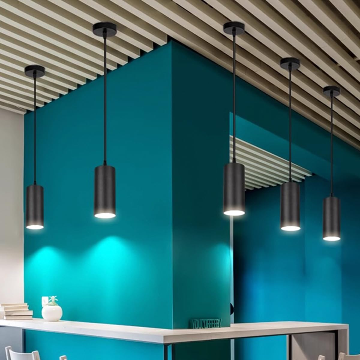 Lampy wiszące Czarny cylindryczny 7W LED Reflektor restauracyjny Wyspa kuchenna Oprawy sufitowe Lampa wisząca Lada barowa Nastrojowy żyrandol do przedpokoju sypialni