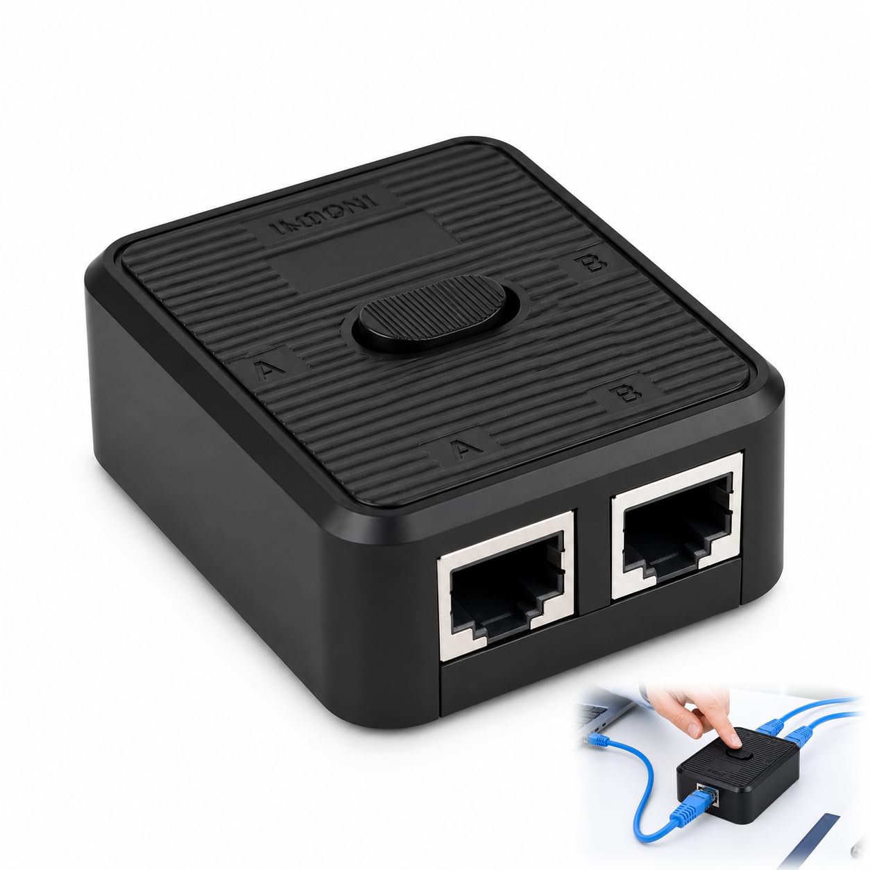 Netzwerk Switch 2 Ports, LAN Switch 2 in 1 Out Gigabit Ethernet 1000Mbits Passiver 1-in-2-out / 2-in-1-out Umschalter ohne Stromversorgung mechanischer RJ45 vergoldet mit CAT5e CAT6 CAT6A CAT7 Kabeln