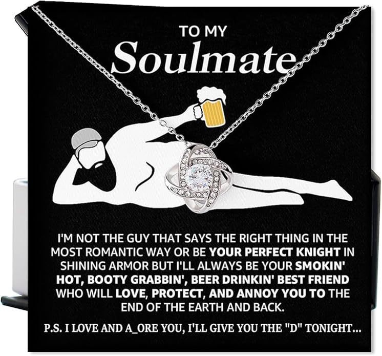 To My Soulmate Necklace For Women Funny Gifts For Girlfriend Personalized Christmas Presents For Girlfriend Best Birthday Meaningful Gift Ideas For Wife Women Romantic Jewelry For Her Anniversary