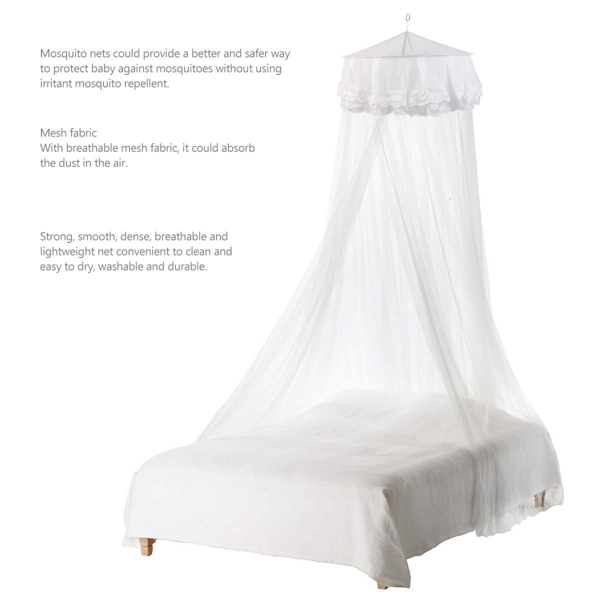 STOBOK Moskitonetz für Bett, Betthimmel für Mädchen, King-Size-Betthimmel, Bettvorhänge, elegantes Kuppelbettnetz, Moskitonetz, Krippe, Betthimmel, atmungsaktiv, durchsichtiges Moskitonetz (weiß)