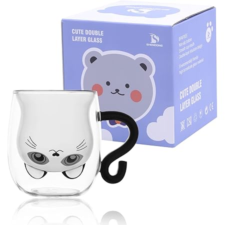 1/2 pezzi tazze per gatti carini con manico in vetro a doppia parete isolato in vetro tazza per caffè espresso tazza per latte regalo  15