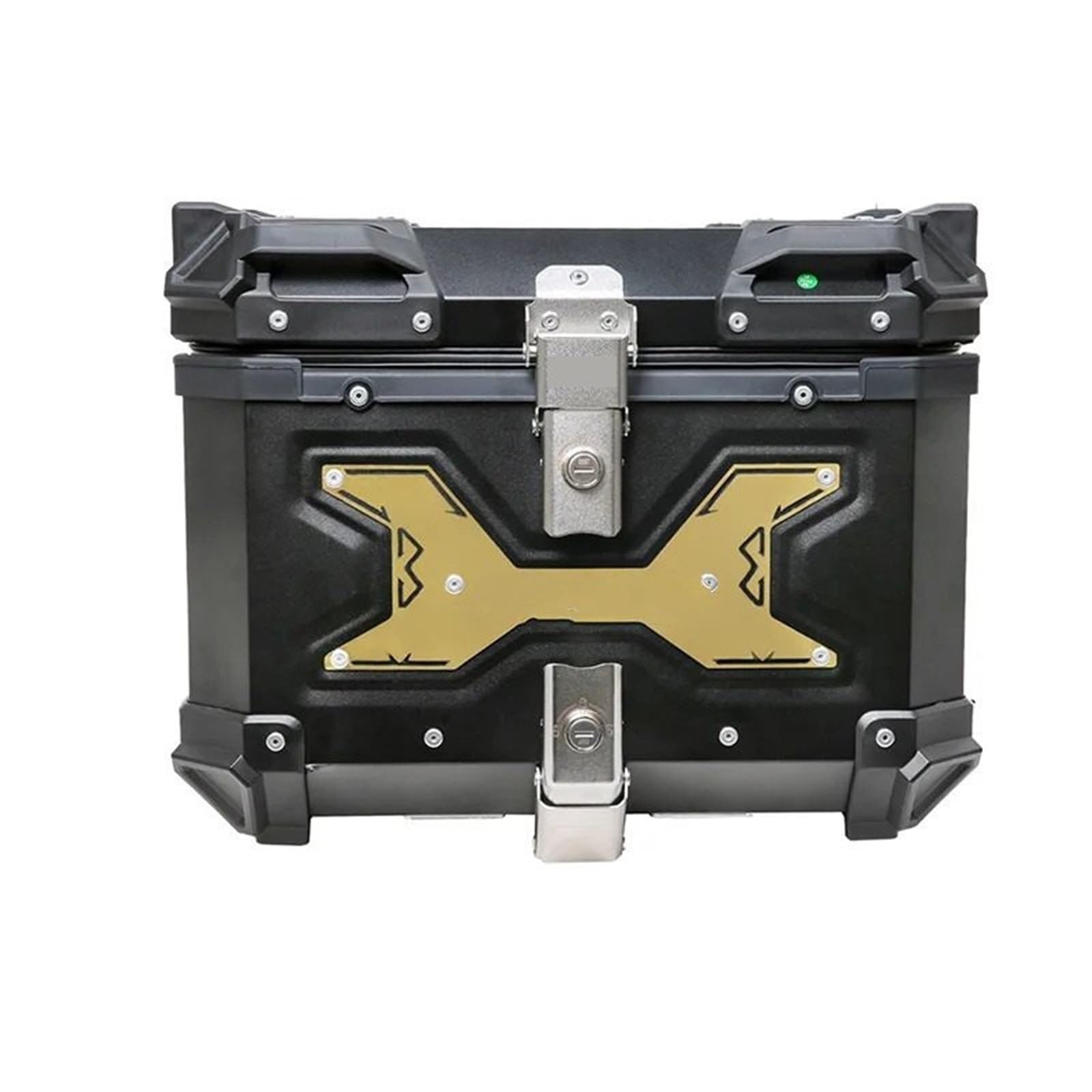 Baúl Superior de Aluminio para Motocicleta de 45 l, Universal, para Equipaje Trasero, Impermeable, para Guardar Cascos y Herramientas. Baúl de Moto Motocicleta Top Case(45L-Gold X)