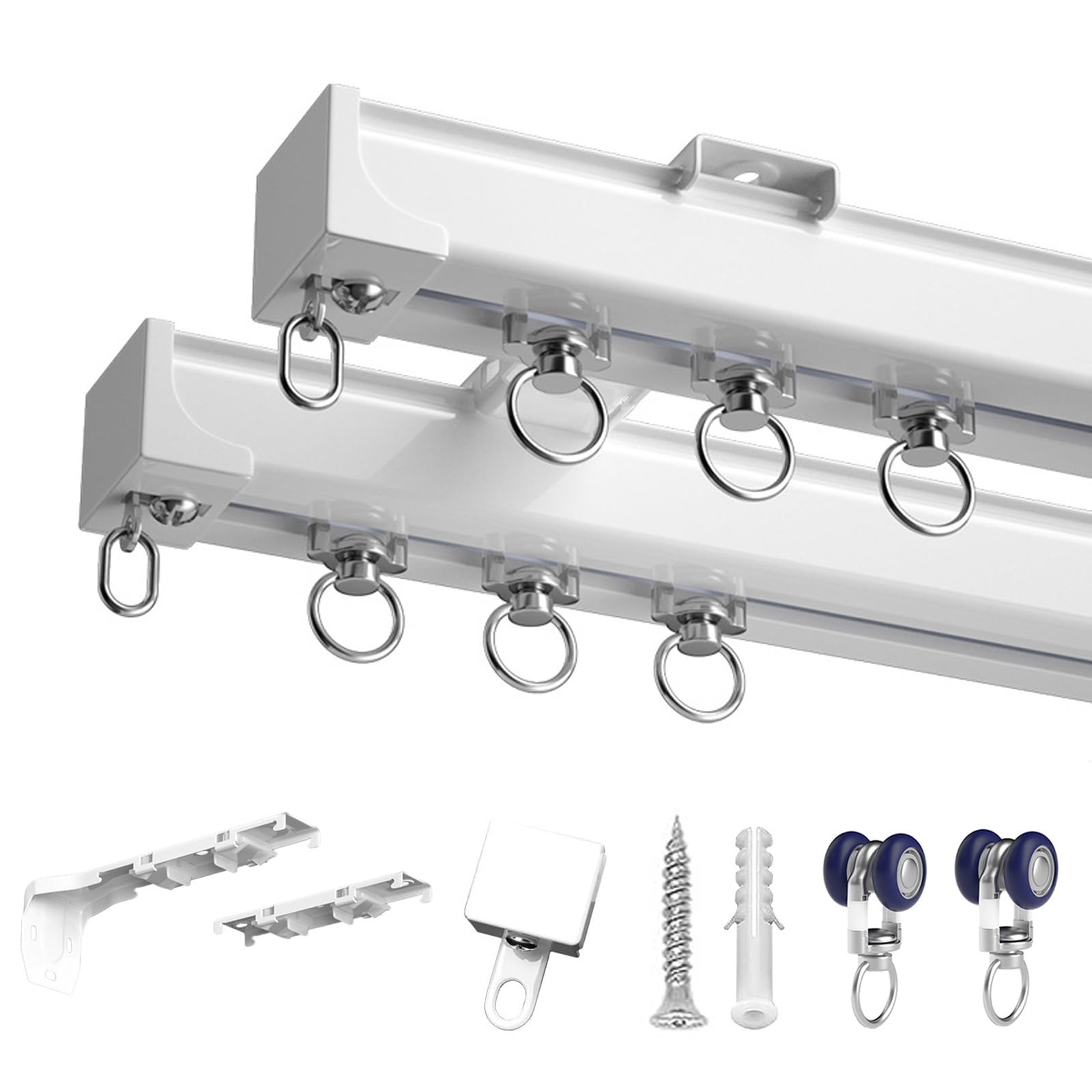 Binario Per Tende Da Soffitto Resistente, Alluminio, Regolabile Da 1 A 6 M - Doppio Binario Per Divisori, Facile Installazione, Supporta 15 Kg
