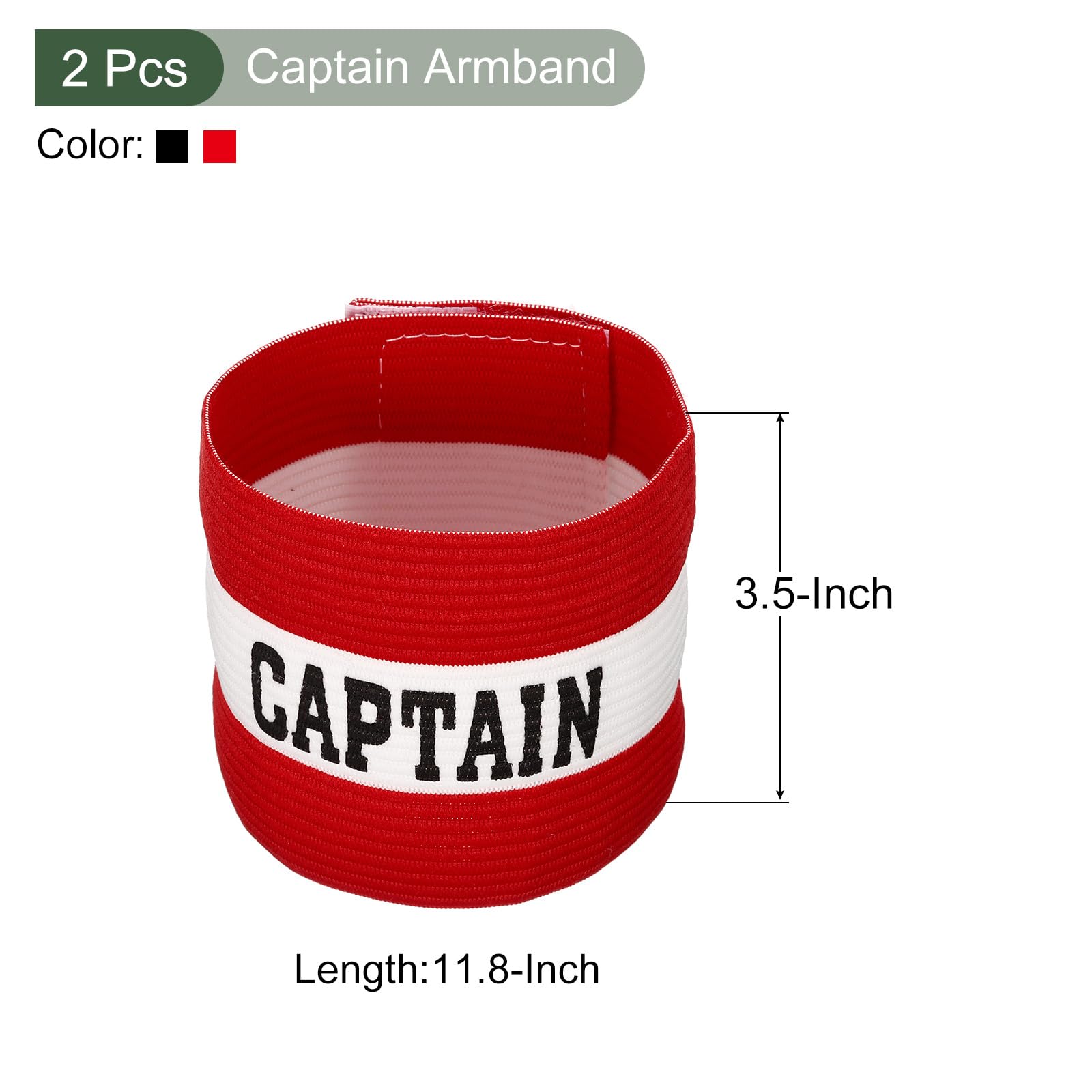 YOKIVE Captain Armband Set, Nylon Protective Arm Badge, Adjustable Flexibility, Great for Team Training, Competitions (Black Red, 11.8 x 3.5 Inch)