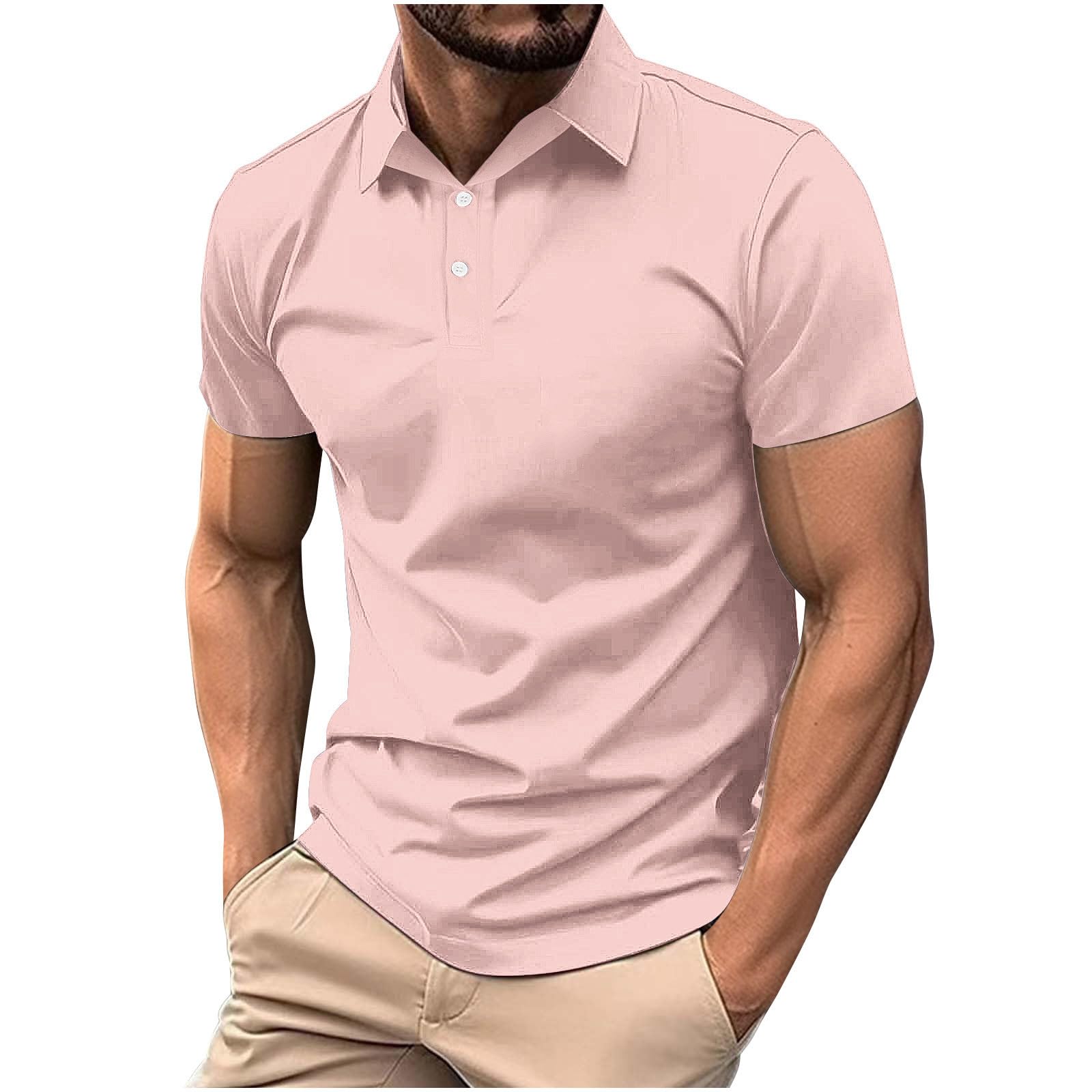Mens Classic Buttons Shirts Short Sleeve Collared T-Shirt Athletic Slim Fit Pullover Casual Sun Protection Golf Top — view 16