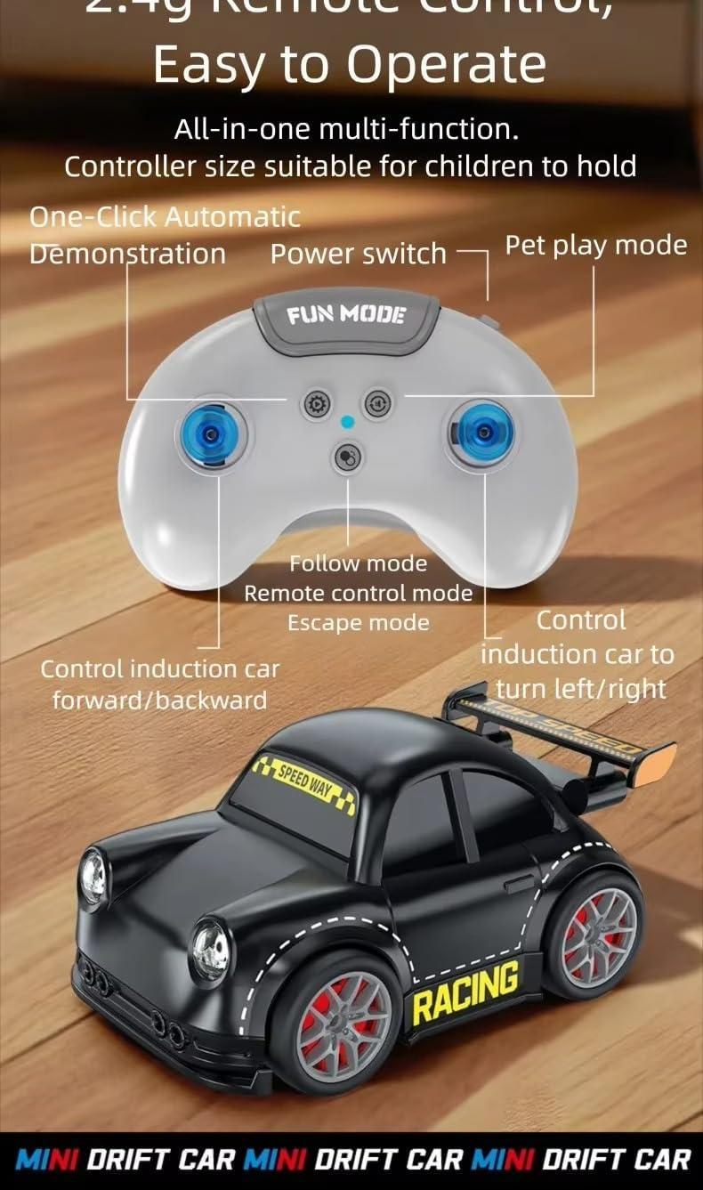 SUPER TOY Remote Control Intelligent Sensor Drift Car for Kids – 4 Wheel Drive Mini RC Drifting Car with Follow Me, Escape Mode, Music & LED Light Toy Gift for Boys Girls — Amazon image 4
