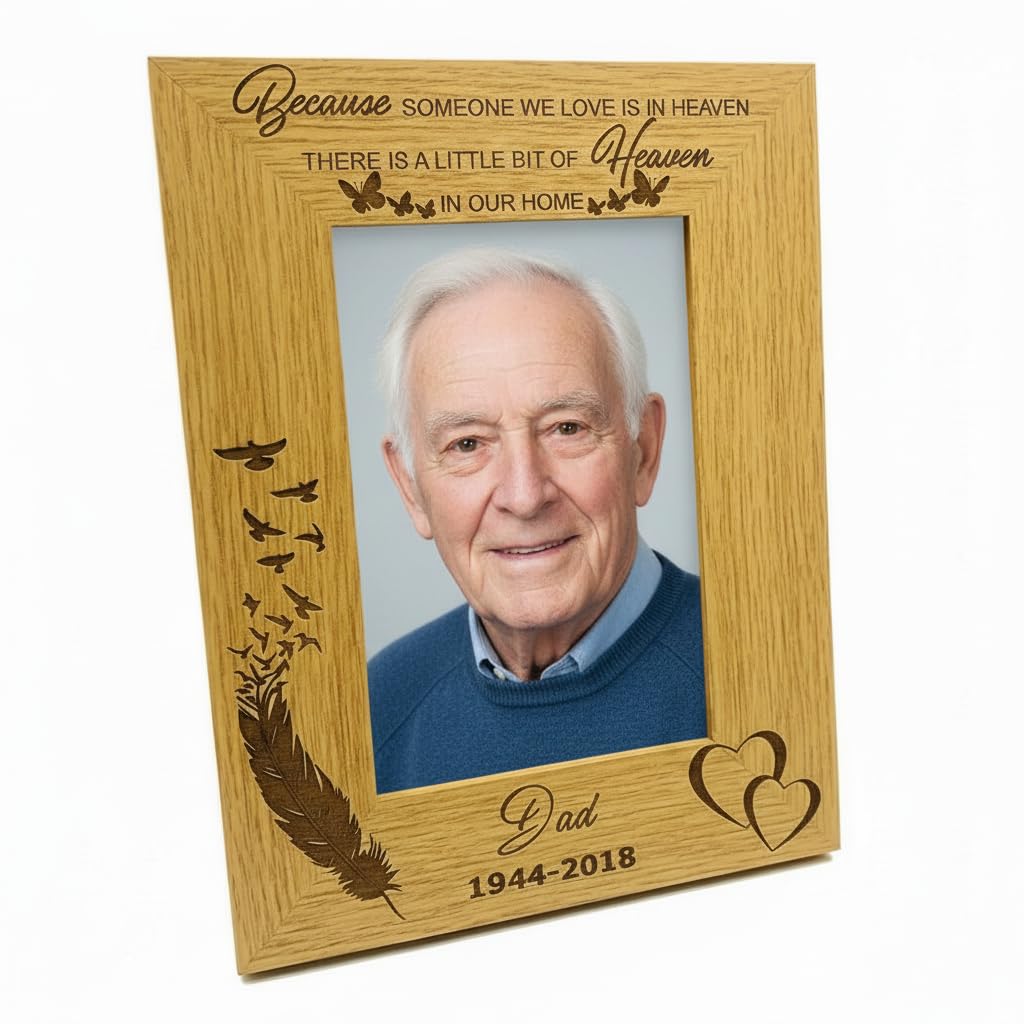 Ukgiftstoreonline Wood Personalised Because Someone We Love Is In Heaven Remembrance Photo Frame (8 X 10 Inch)