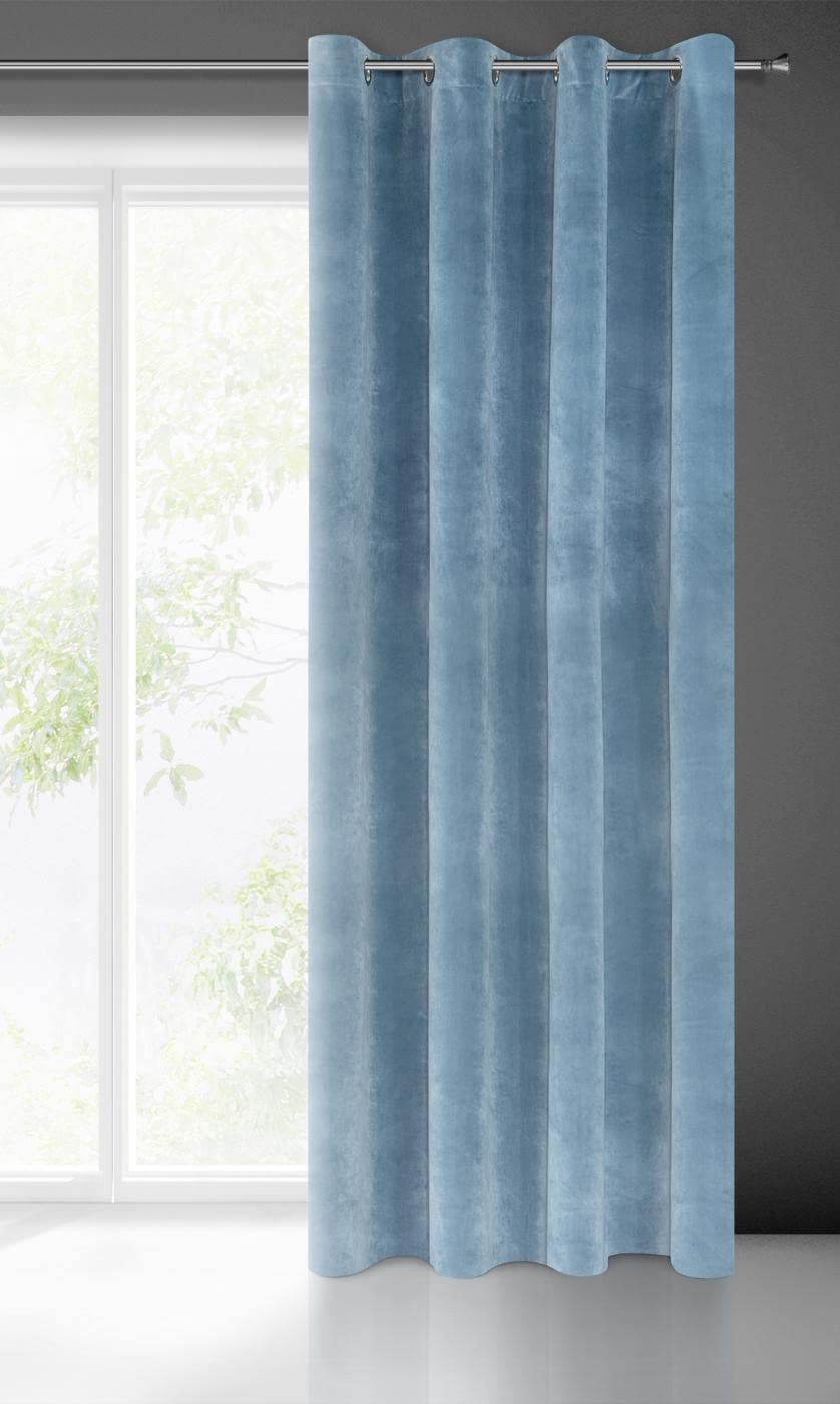 Eurofirany VILLA Soft Plain Opaque Velvet Curtain with Eyelets, 1 Unit