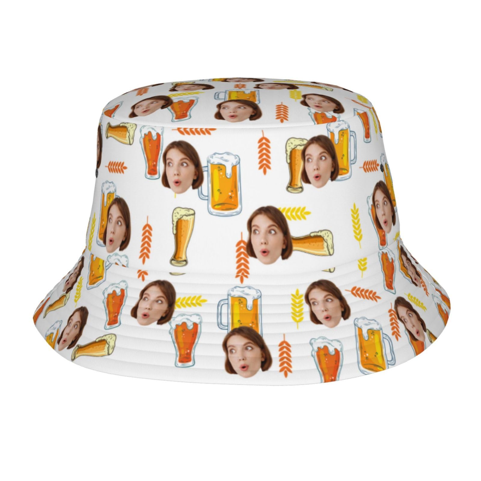 Naispanda Sombreros de Pescador Personalizados para Hombres y Mujeres con Foto de Cara, Sombrero de Pescador Personalizado para Viajes en la Playa, Senderismo al Aire Libre, Añade tu Propia Foto/Logotipo