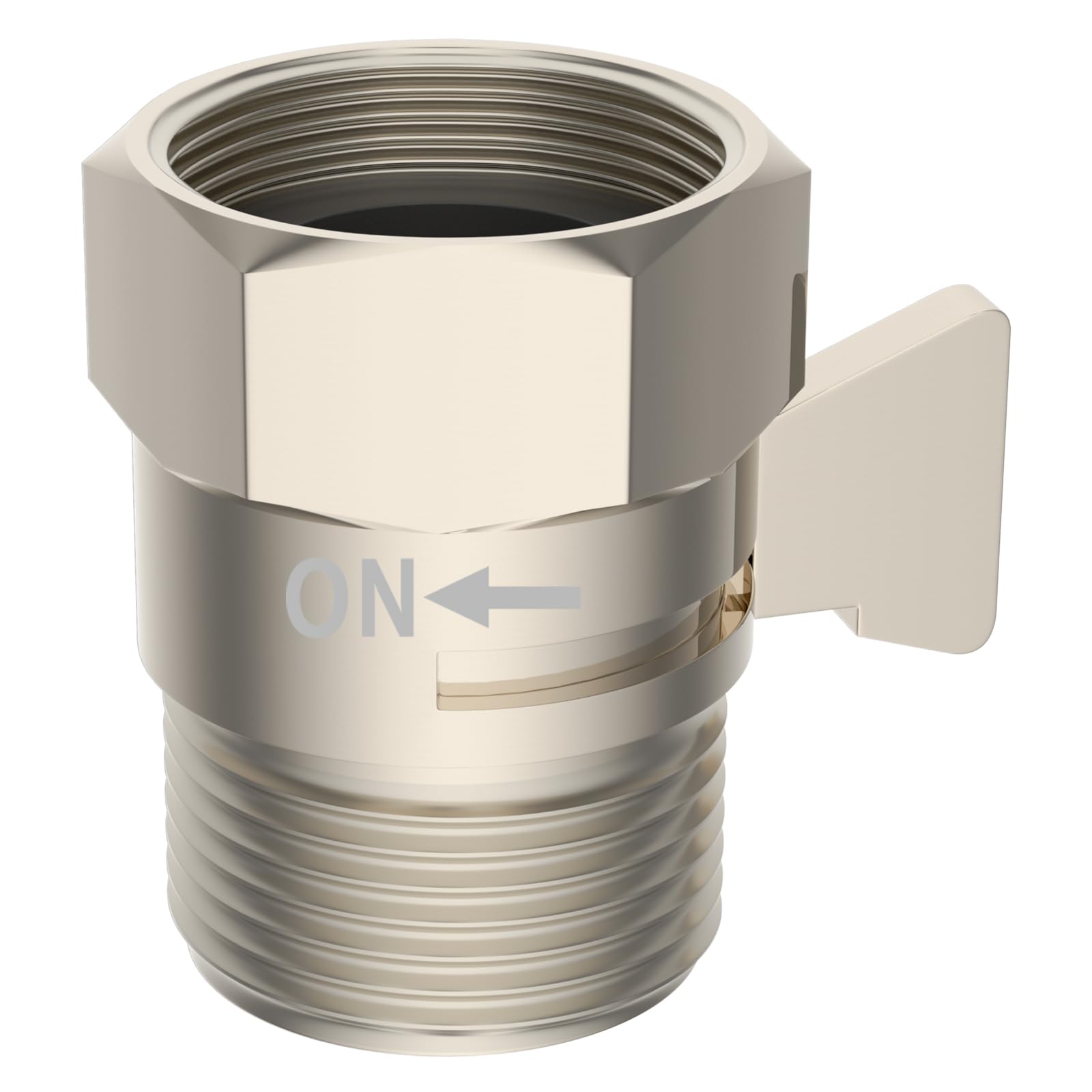Hibbent All Metal 1 Pack Shower Head Flow Control Valve, G1/2 Brass Shut-off Valve with Metal Handle Lever, Shut OFF Water Flow Control Regulator for Handheld Shower, or Bidet Sprayer, Brushed Nickel