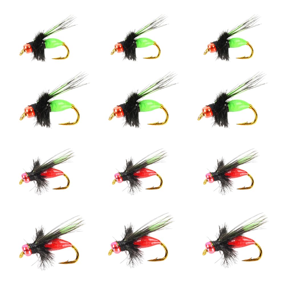 12 PCS Fly Fishing Lures - Lifelike Bait for Bass, Panfish, Trout, Salmon - Small Trout Flies