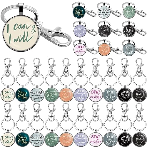 Sasylvia Inspirational Keychain Bulk Key Ring for Women Men Teacher Employee Appreciation Positive Office Business Favors(50 Pcs Muted)