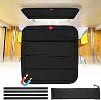 Funomo Magnetic RV Skylight Blackout Shade 16.25x16.25 Inch - Foldable UV Protection Vent Cover, Waterproof Thick Oxford Fabric for Campers