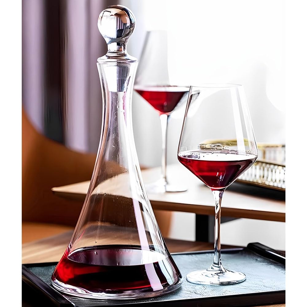 Decantador de vino cónico 1000 ml con tapón. Jarra vidrio transparente aireador, ideal for cenas en casa o for exhibir bares Regalo accesorio para amantes del vino