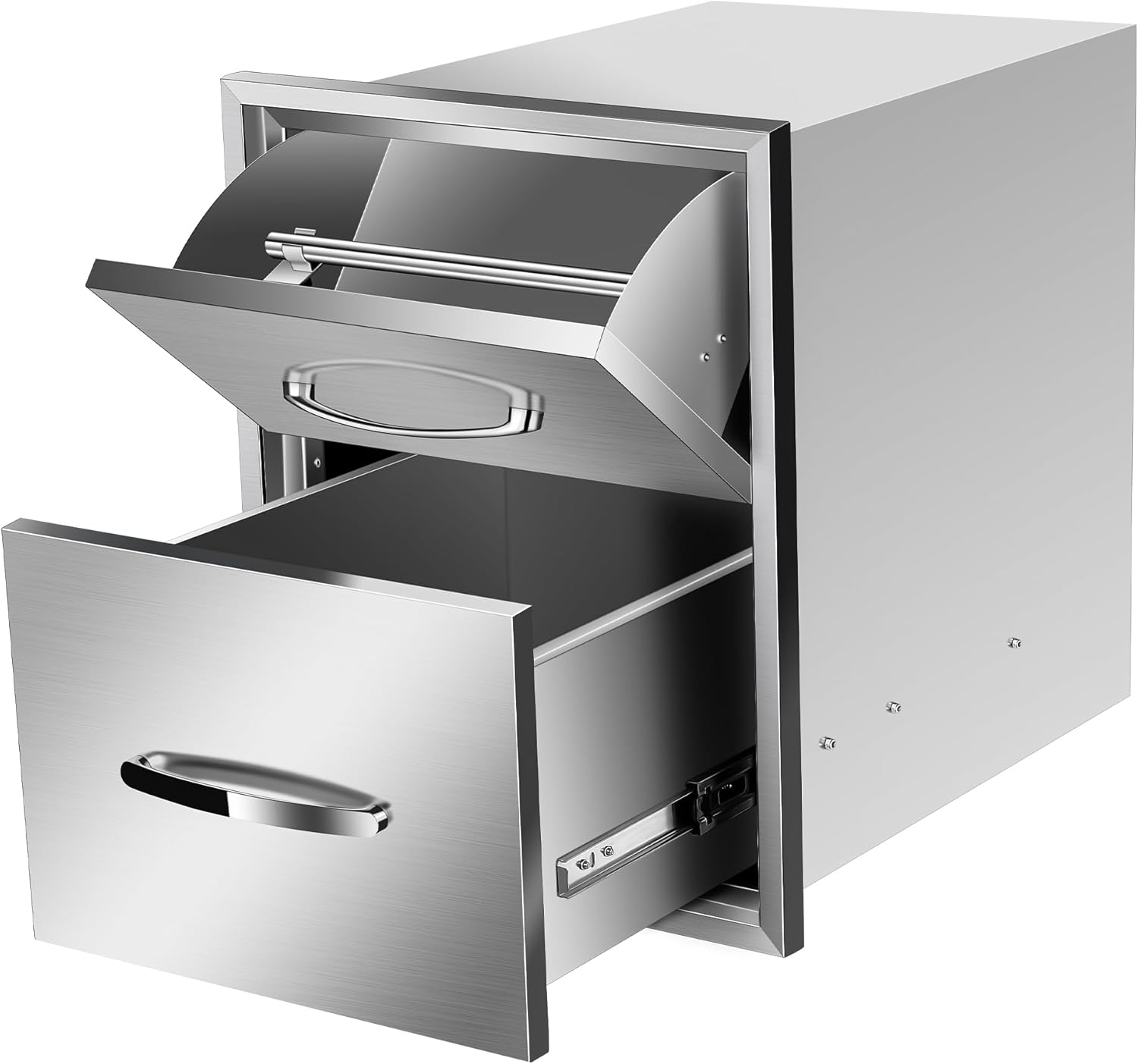 Outdoor Kitchen Drawers Stainless Steel, BBQ Drawer Inserts for Built-in Patio Grill Station, Triple Drawer, 16''W x 21''H x 23''D