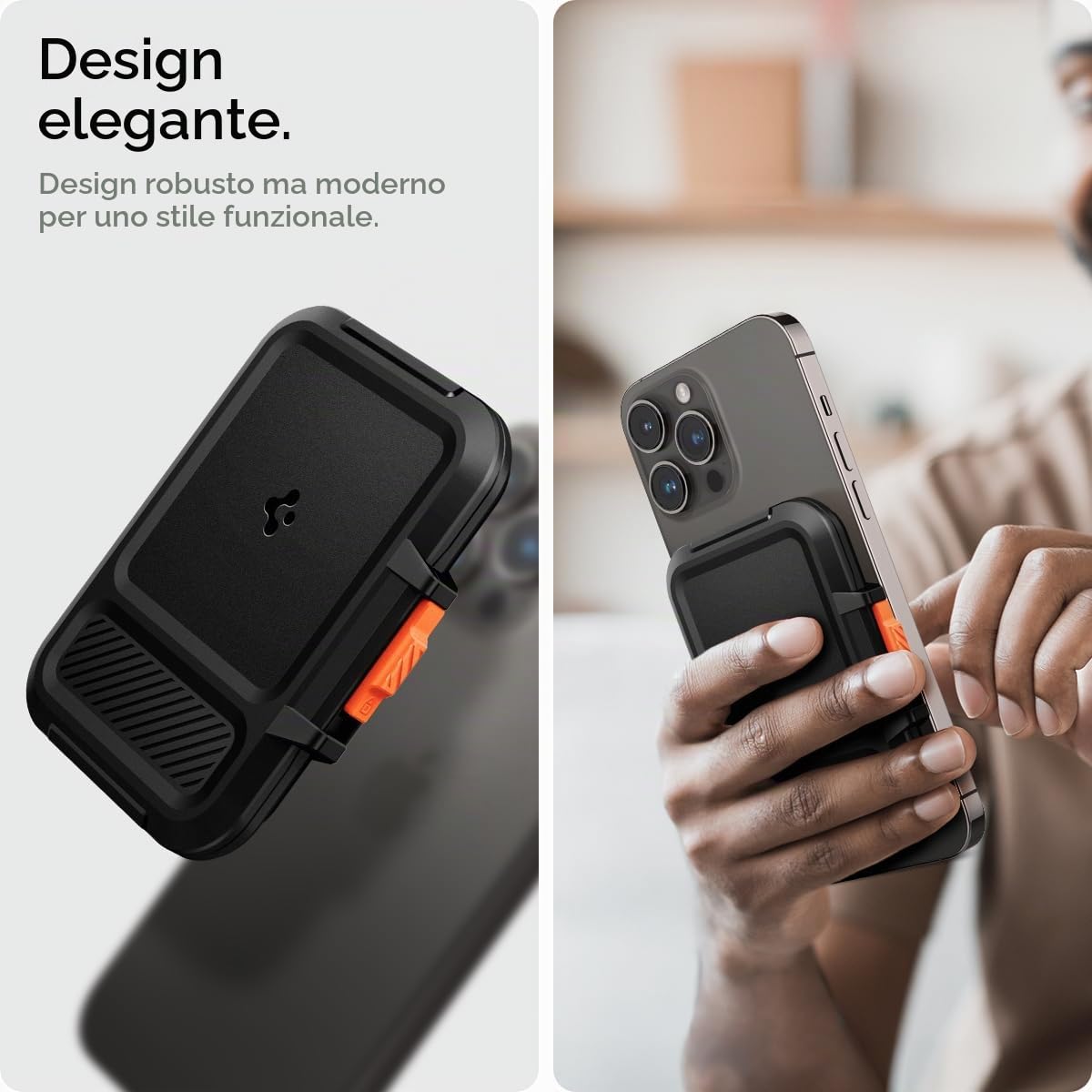 Spigen Lock Fit MagFit Portafoglio (5 carte) MagSafe Wallet Magnetico Portacarte Compatibile con iPhone 17/16/15/14/13/12 Modelle, Accessori MagSafe - Nero