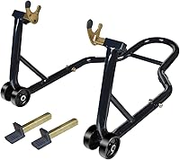 Vista 8 de Caballete para motocicleta con soporte trasero combo para elevación de ruedas, capacidad de 500 libras, soporte de paddock con bobina para brazo