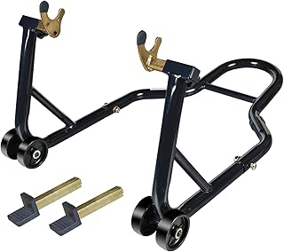Durable Black Motorcycle Rear Wheel Lift Stand - 500 Lbs Swingarm Spool Paddock (Sport Bike Fit)