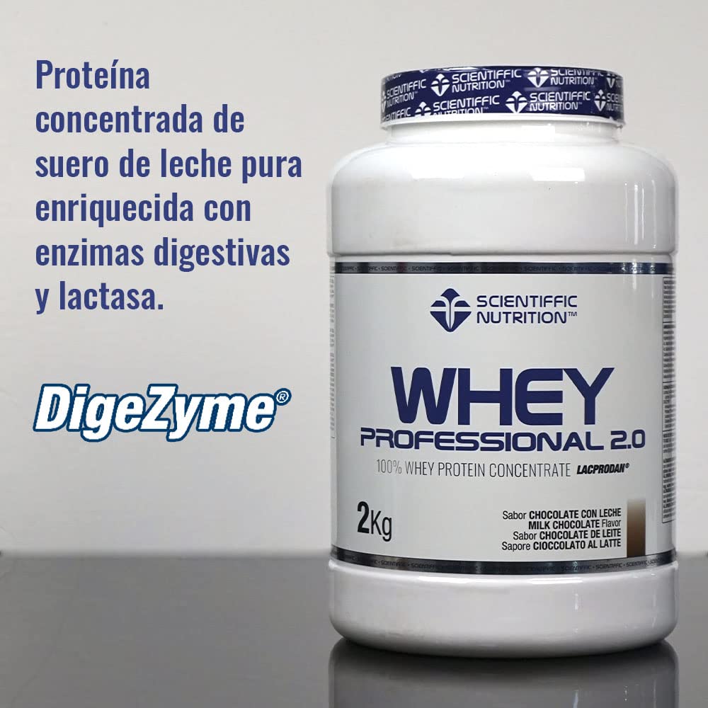 MST SCIENTIFFIC NUTRITION Scientific Nutrition - Whey Professional 2.0, poudre de protéines de lactosérum 100% pures, pour augmenter la masse musculaire, avec enzymes digestives et lactase - 2 kg,