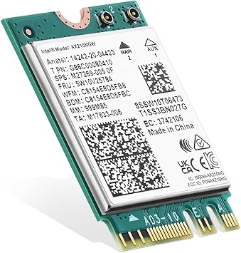 محول شبكة WiFi 6E Card M.2 AX210NGW، شريحة Intel AX210 Bluetooth 5.3، 5400 ميجابت في الثانية ثلاثي النطاق 2.4 جيجا هرتز/5 جيجا هرتز/6 جيجا هرتز OFDMA وMU-MIMO، للكمبيوتر المحمول الذي يعمل بنظام التشغيل Windows 10/11
