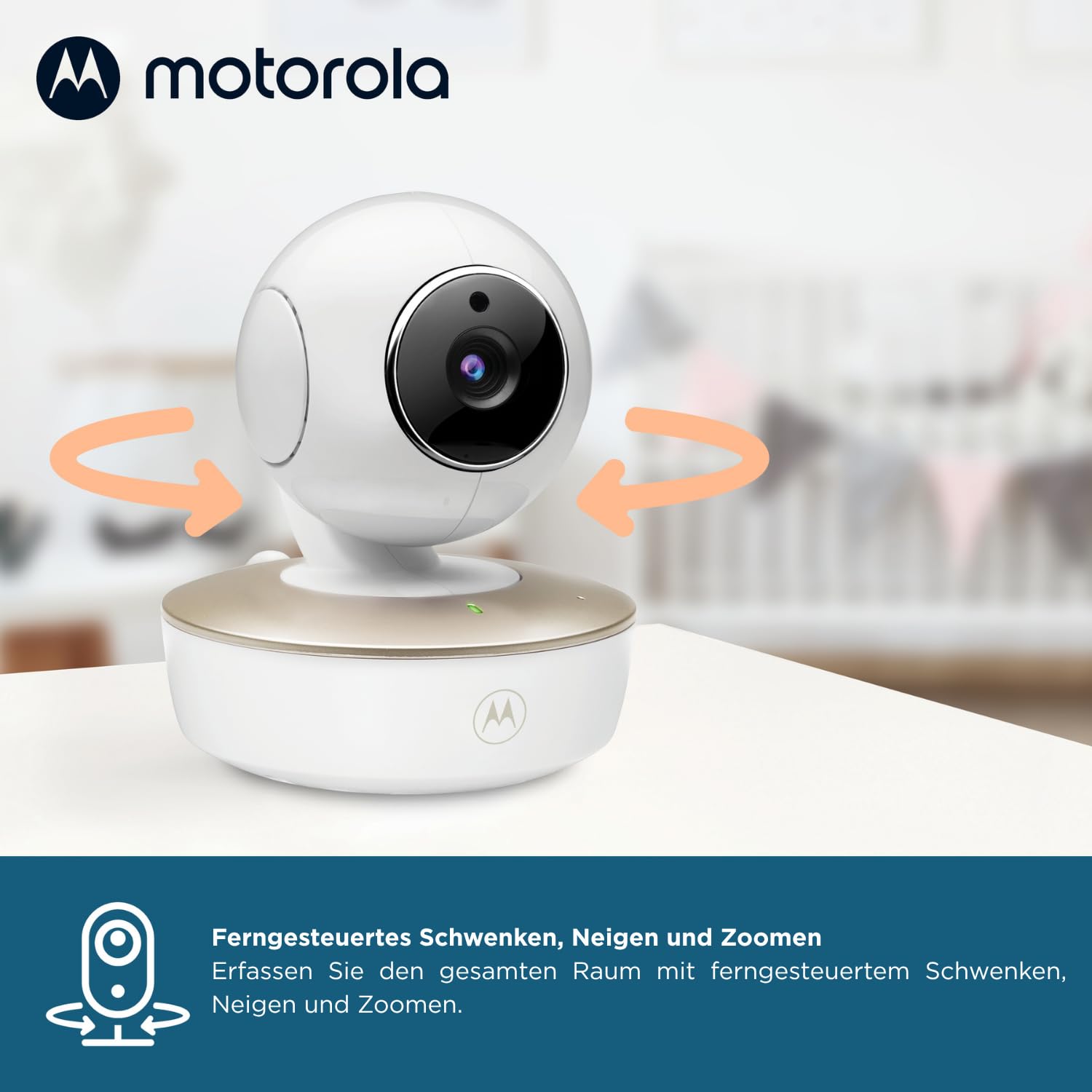 Motorola Babyphone VM50G 5" – Nachtsicht – Temperaturmesser – Kamera – 2000 mAh Akku – Fernschwenken, neigen und Digitalzoom