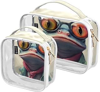 2Pcs Frog Cosmetic Bags,Clear Makeup Bags,Tra...