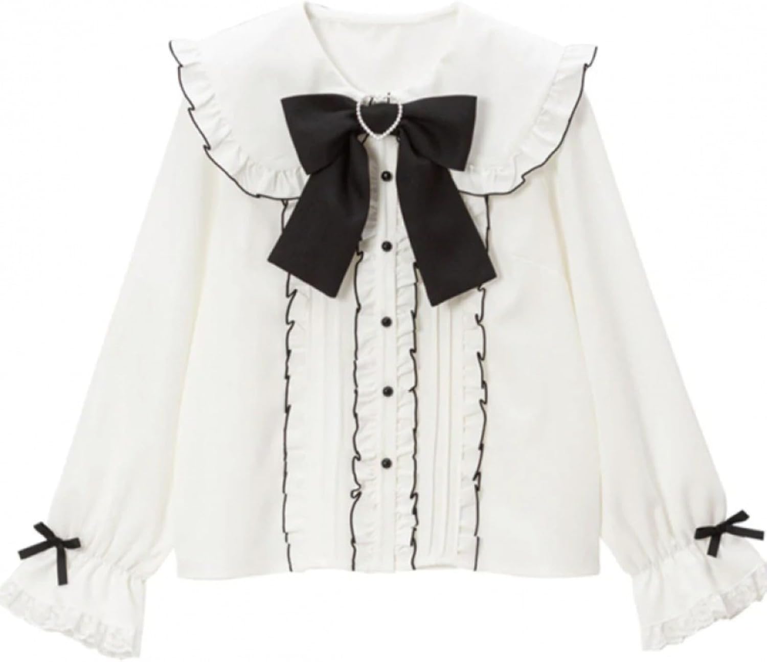 Pokn Jirai Kei Lolita Fashion Cutecore Clothes Kawaii Clothing Blouse Goth Shirt Women Lace Mesh Sheer Long Sleeve Blouse