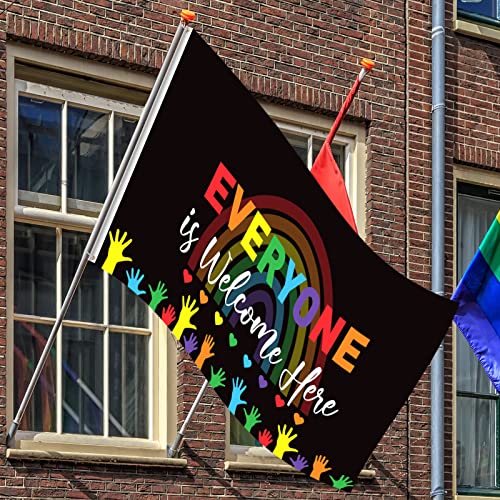 Gay Pride Flags 3 X 5 Ft Double Sided Rainbow Pride Flag Everyone Is Welcome Here Pride Flag For Lgbt Lesbian Pride Gay Pansexual Bisexual Garden Yard Lawn Outdoor Decorations #TOP3