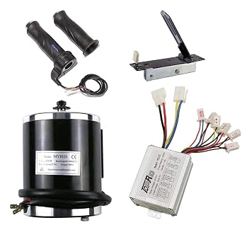 24v 500w Brushed Speed Motor and Controller Throttle Grip Accelerator Pedal Set for Electric Scooter Go Kart Bicycle e-Bike Tricycle Moped