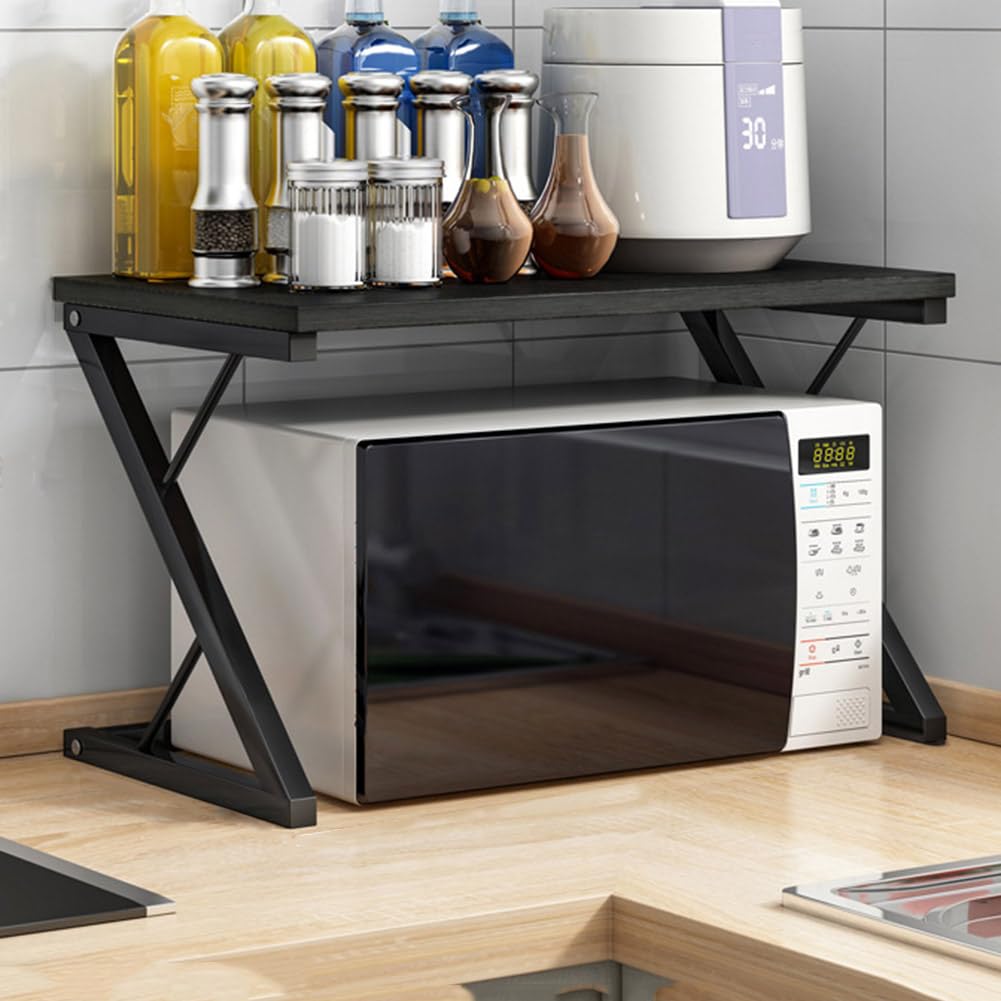 POLGDW 2 Tier Microwave Stand Storage Rack Multifunctional Kitchen Baker's Rack for Microwave Oven Countertop Home Office Printer Storage Stand with Shelves