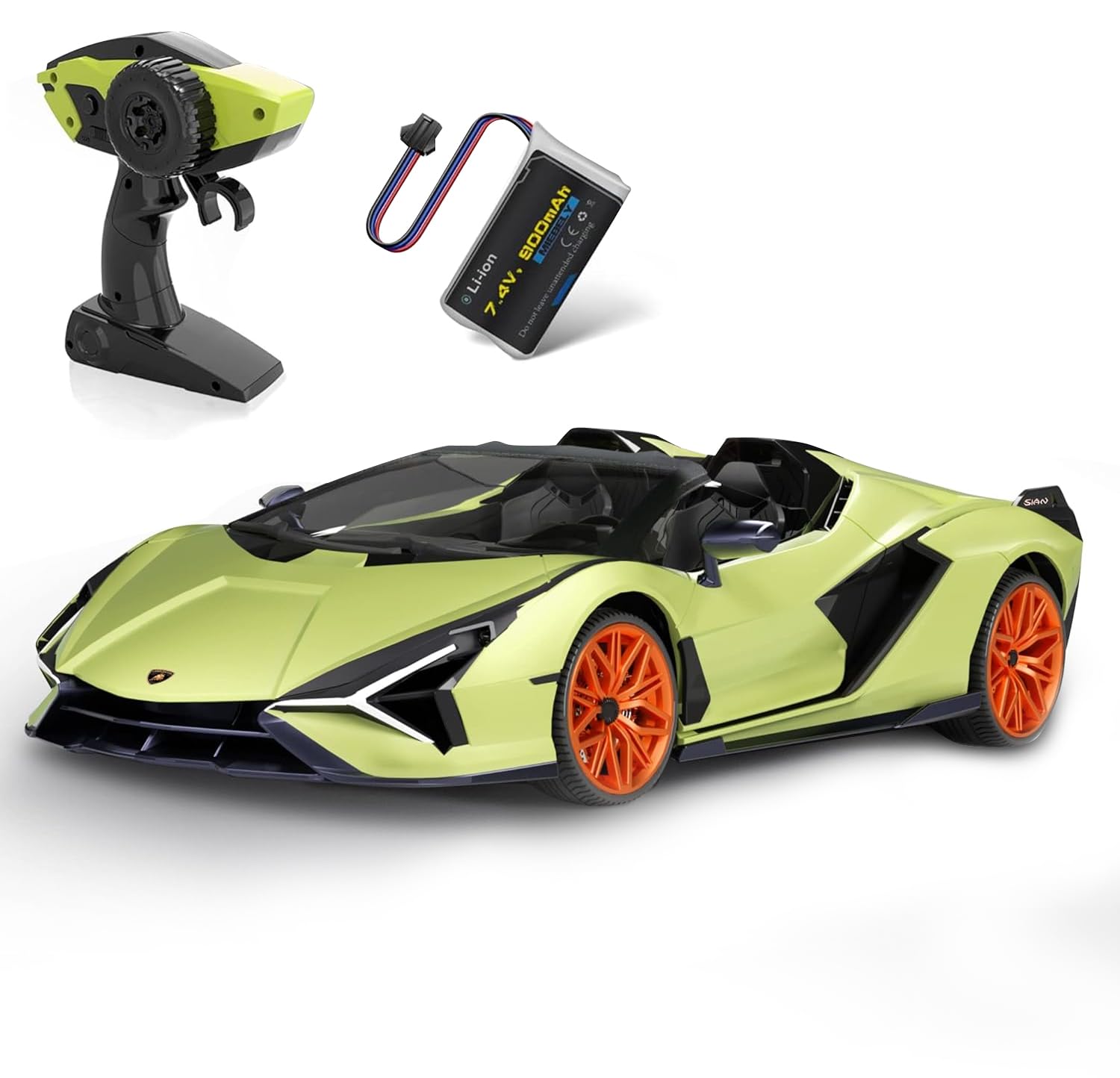 MIEBELY Lamborghini Remote Control Car, 1:12 Scale Lambo Rc Cars 7.4V 900mAh Officially Licensed 12Km/h Fast Toy Car with Led Light 2.4Ghz Model Car for Adults Boys Girls Birthday Ideas Gift - Green