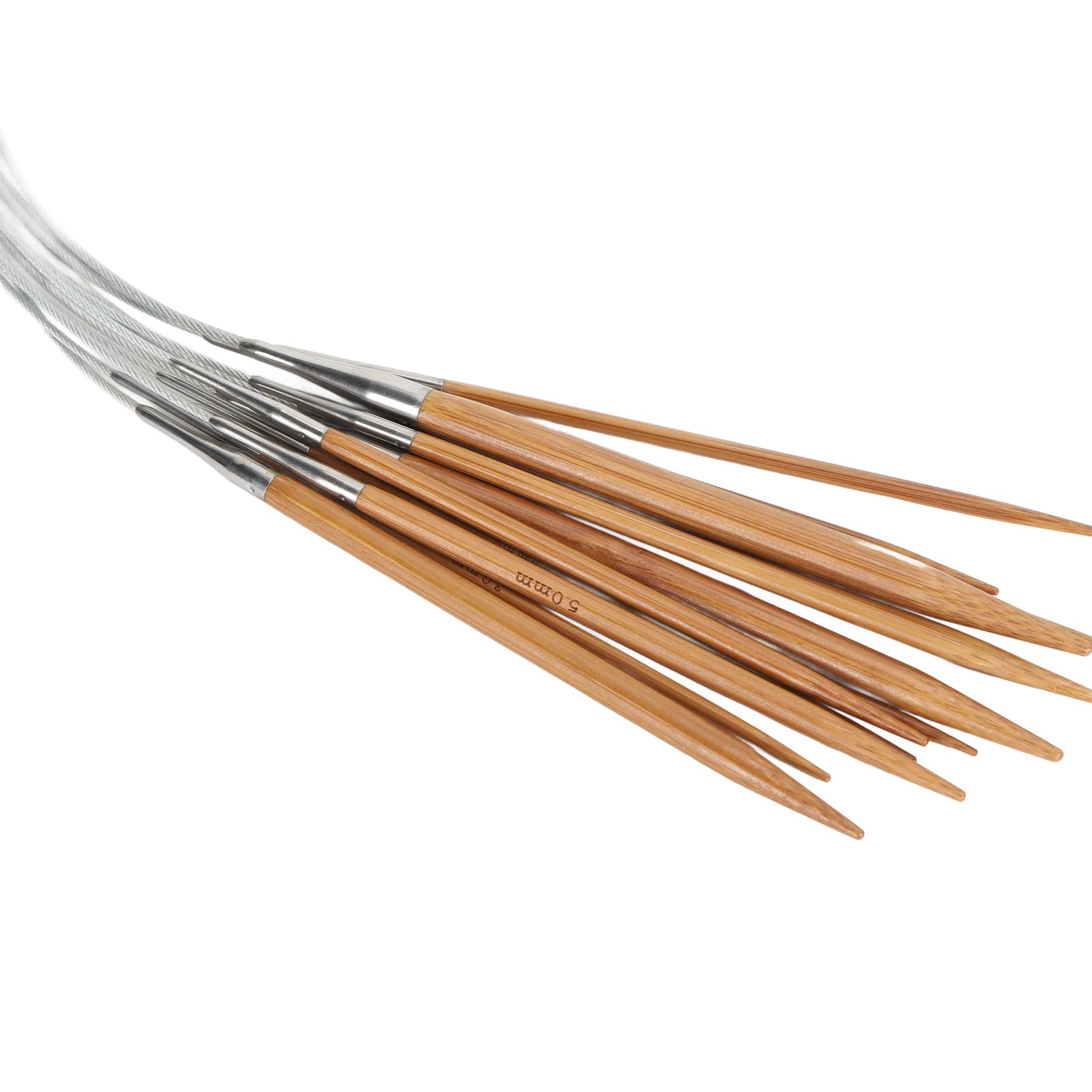 NDNCZDHC 13 wymiennych okrągłych igieł z torbą do przechowywania, 2,5 do 8 mm, zestaw drutów do robienia na drutach z podwójną pętlą 80 cm