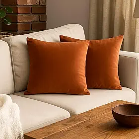 Kit 2 (Duas) Capas de Almofada Decorativas 45x45cm Suede Aveludado Premium com Zíper Invisível (Terracota)