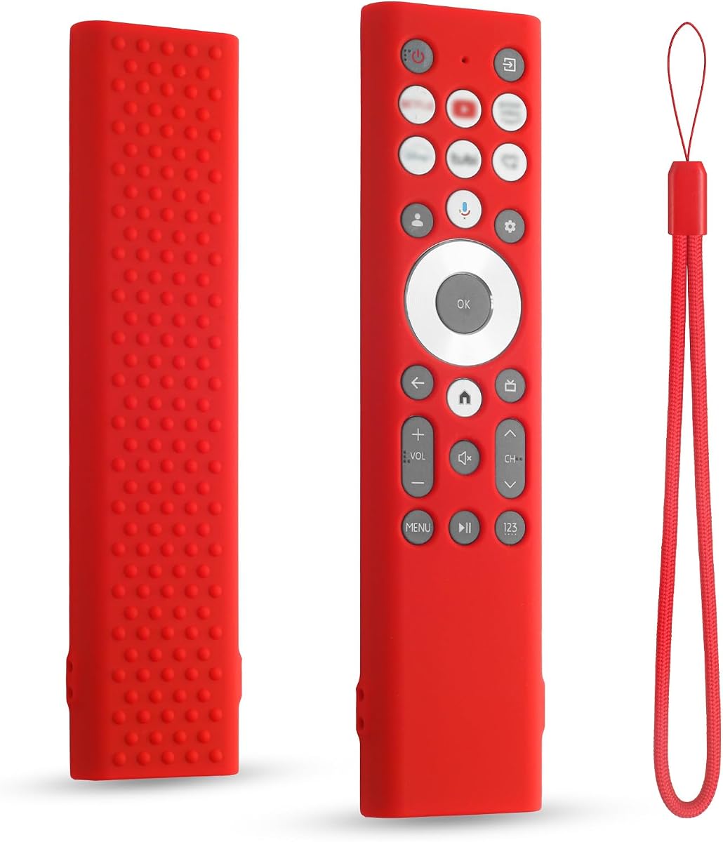 Remote Control Cover for Hisense ERF6G80H, Silicone Case Compatible with Hisense TV Remote ERF6A80, ERF6G80H, ERF6F80H, Shockproof with Lanyard (Red)
