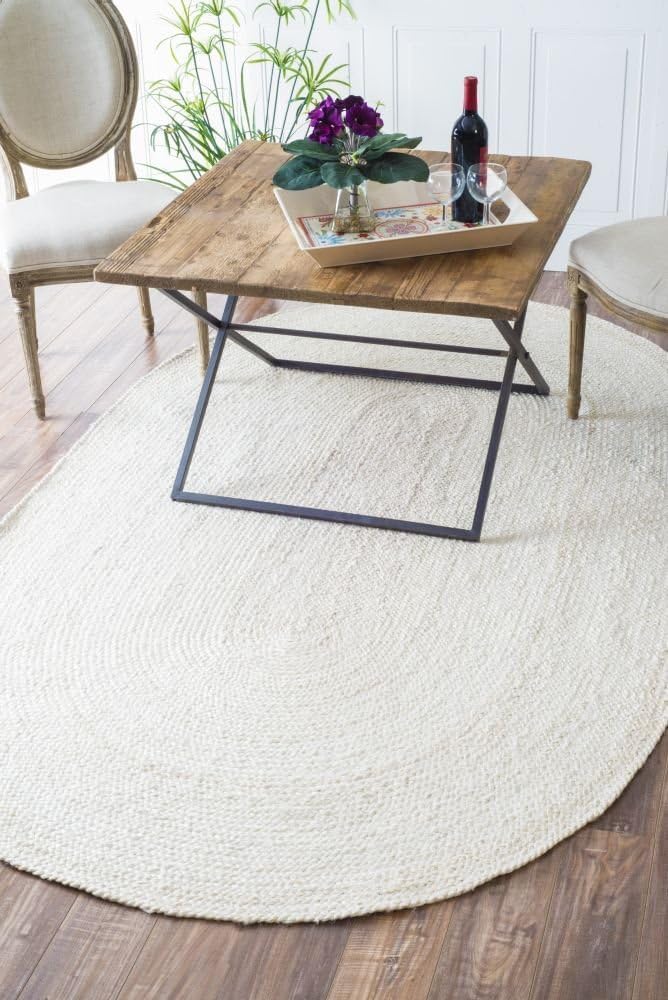 Tapis en jute naturelle bohème rustique salon cuisine 90x150