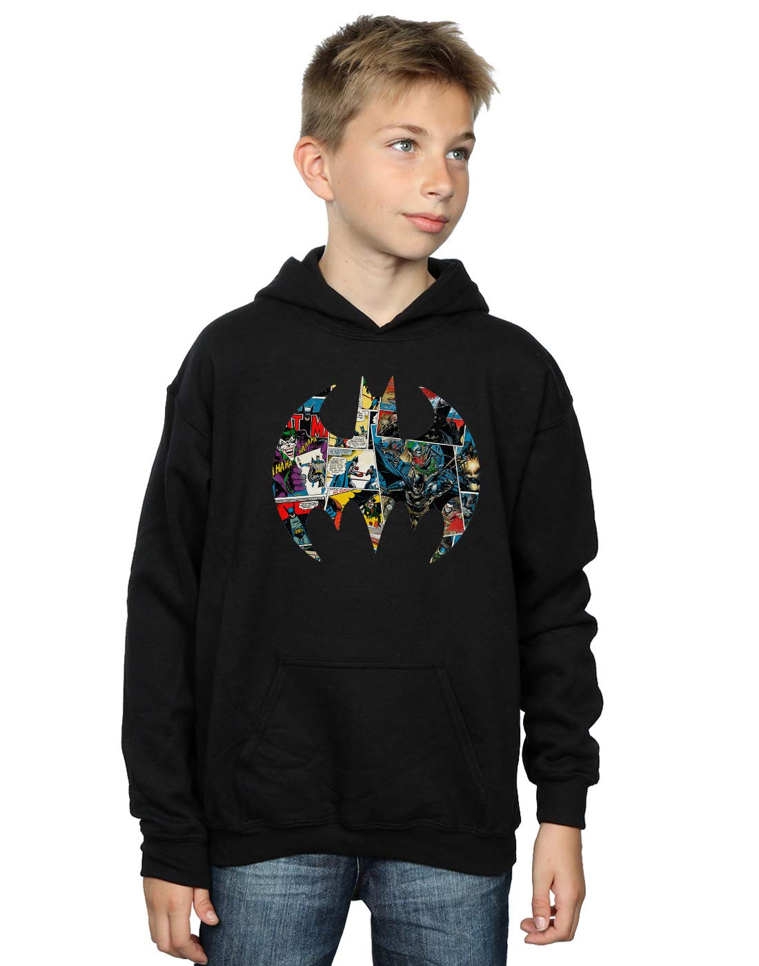 Absolute Cult Boys Black Dc Comics Batman Comic Book Logo Hoodie 7-8 Years